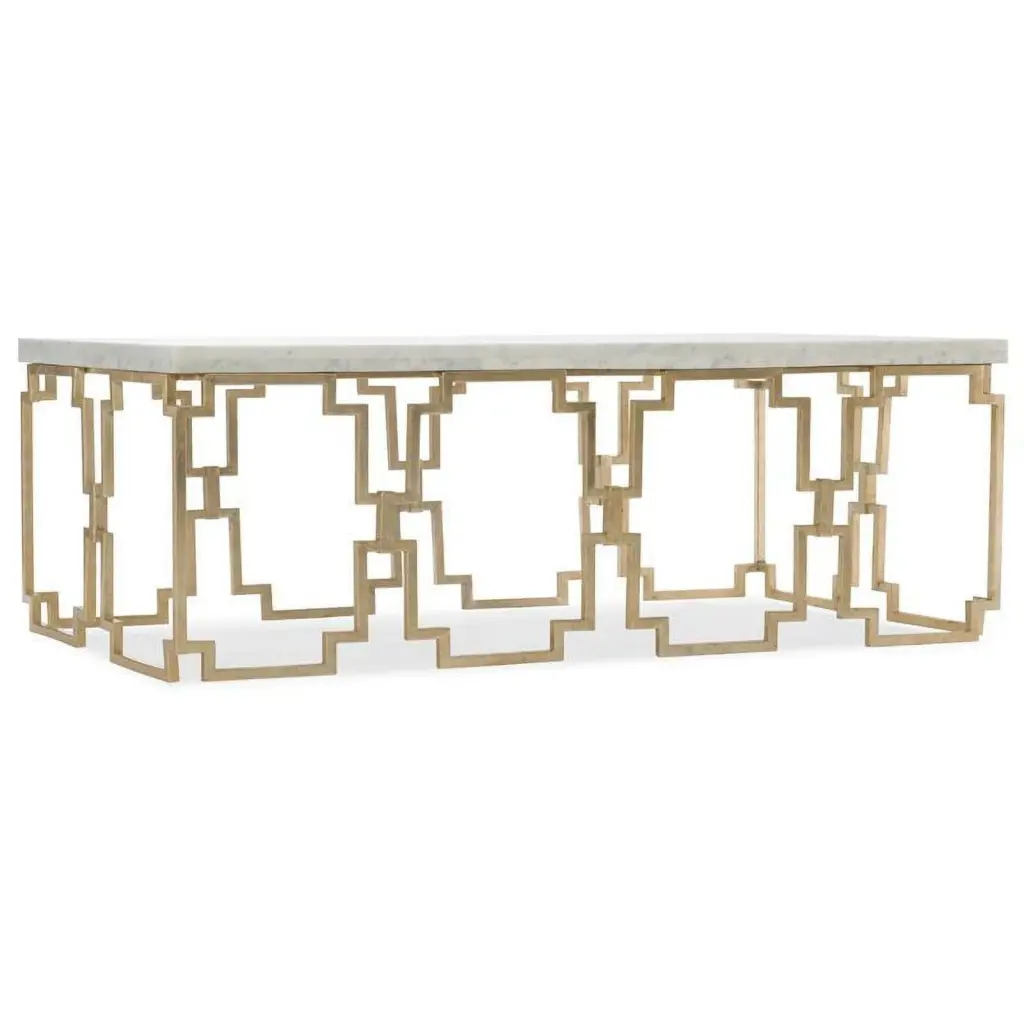 Beaumont Lane Rectangle Cocktail Table Marble Gold Finish