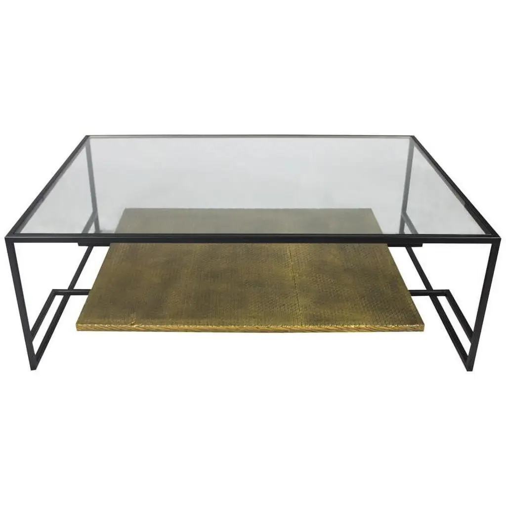 Orlando Cooper Cocktail Table Cast Iron Frame and Glass Top MOTI Furniture