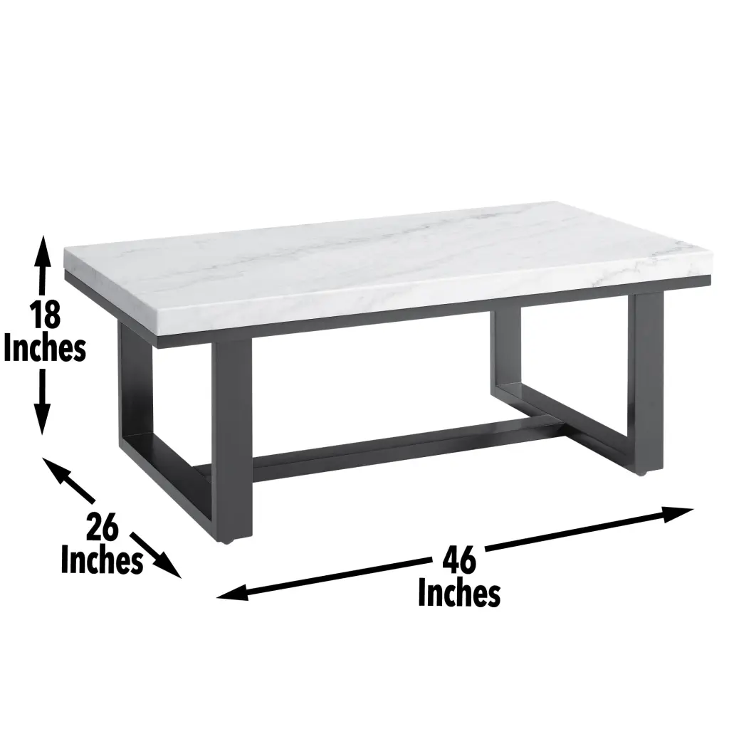 Lucca White Marble Top Cocktail Table Living Room Modern Center Table steve silver furniture