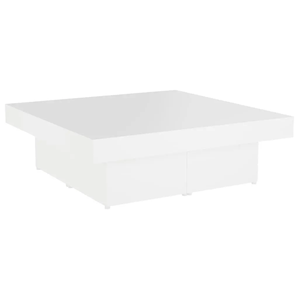 35.4 Inch White Coffee Table Engineered Wood Modern Living Room