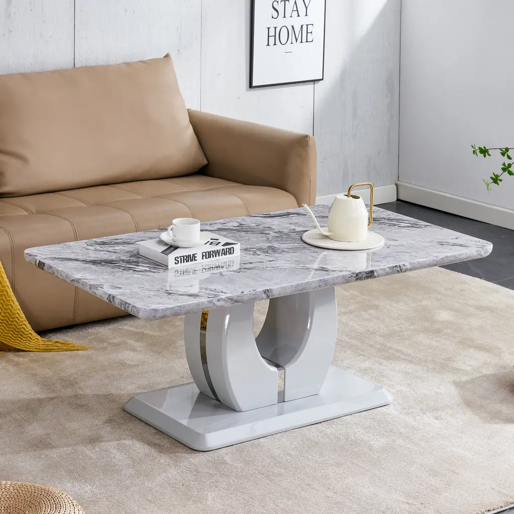 Modern Premium Imitation Stone Light Gray Tea Table Coffee Table Set rnb