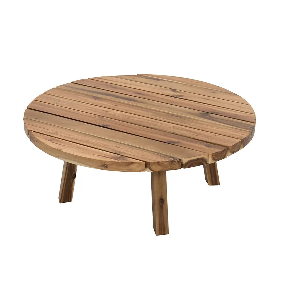 35.6x14.6 Inches Solid Acacia Wood Coffee Table Natural Brown Finish w2078