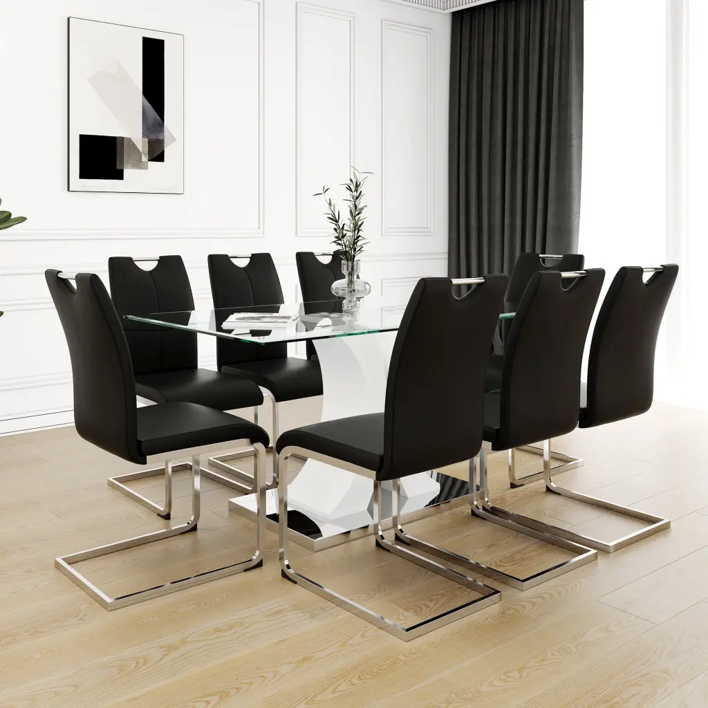 Modern Glass Table Elegant Transparent Design Long-lasting Tempered Glass youngmagic