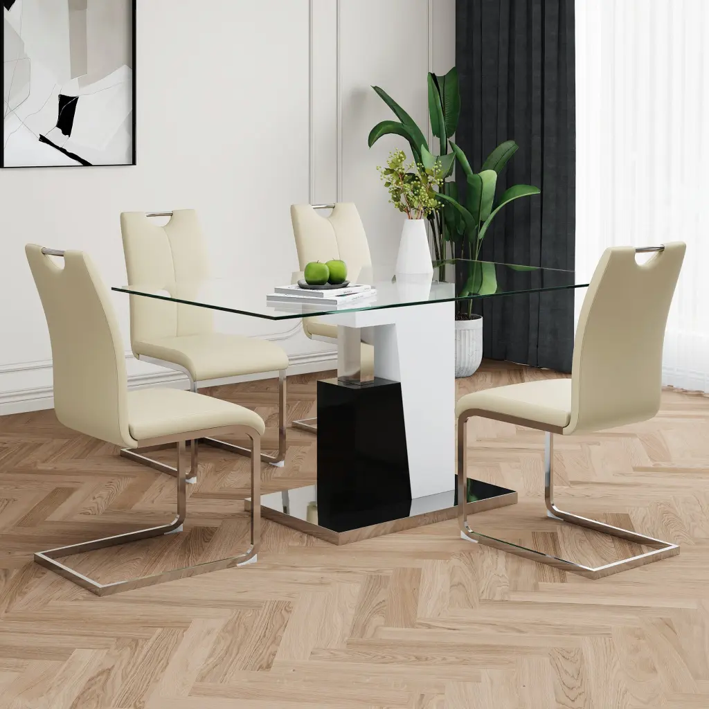 Modern Style Glass Table Elegant Transparent Design Living Room youngmagic