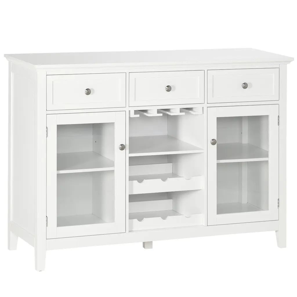 Coffee Bar Cabinet 3 Drawers 6 Bottle Wine Rack Stemware Racks And Storage Shelves aosom business