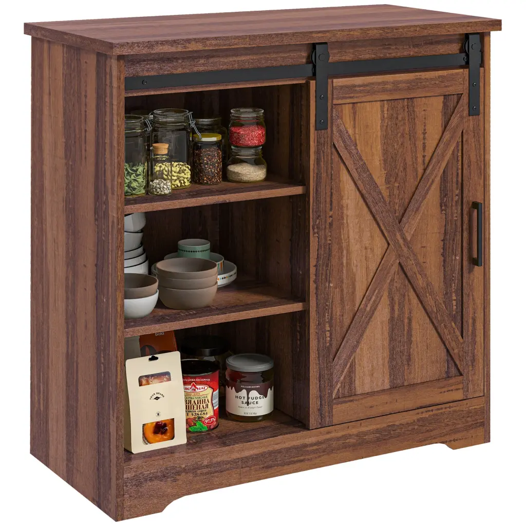 Homcom Farmhouse Coffee Bar Cabinet 33 Inch Buffet Sideboard Sliding Doors aosom business