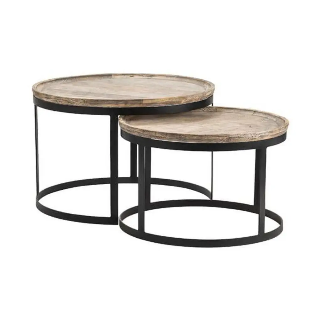 Bengal Manor Mango Wood and Metal Round Cocktail Table Brown Metal Frame Crestview Collection