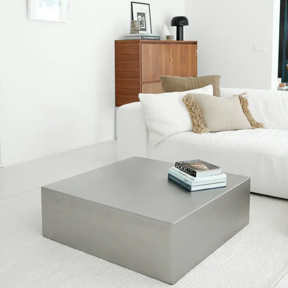 Coffee table Carentan - W90 D90 H30 - Brushed alloy