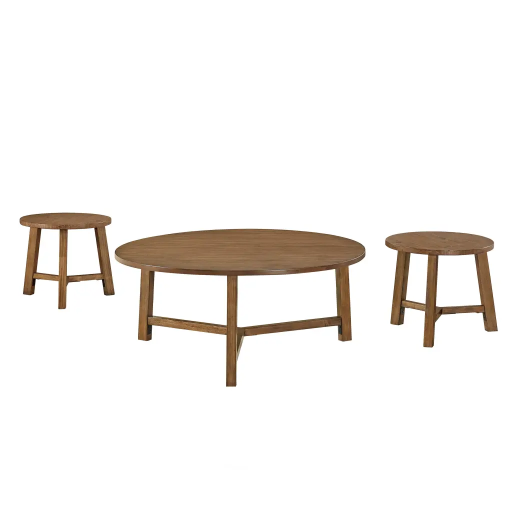 Alaterre 3-Piece Newbury 44in Coffee Table and 20in End Tables Set Pecan - Complete Living Room Set