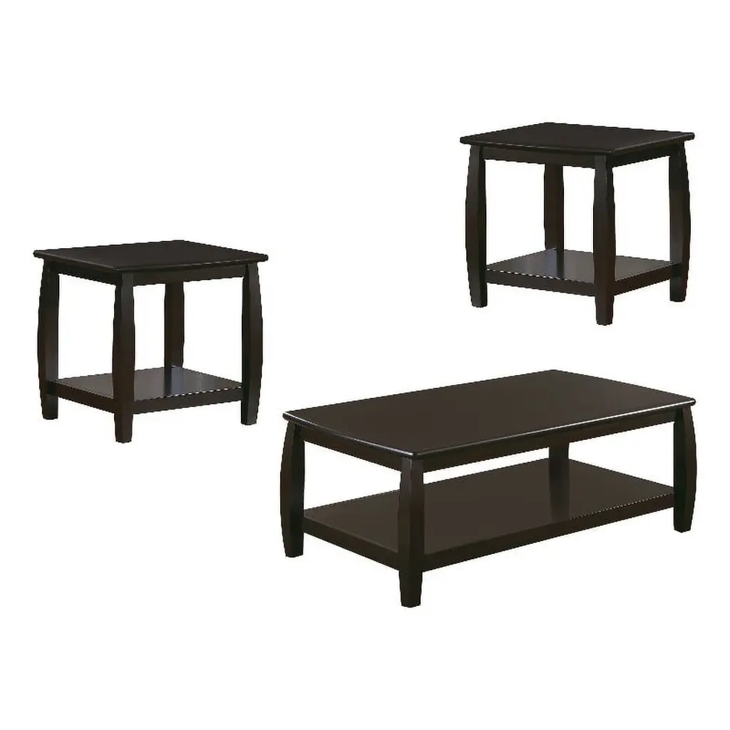 Coaster Dixon 3-Piece Wood Coffee Table Set Shelf Cappuccino Coaster Company