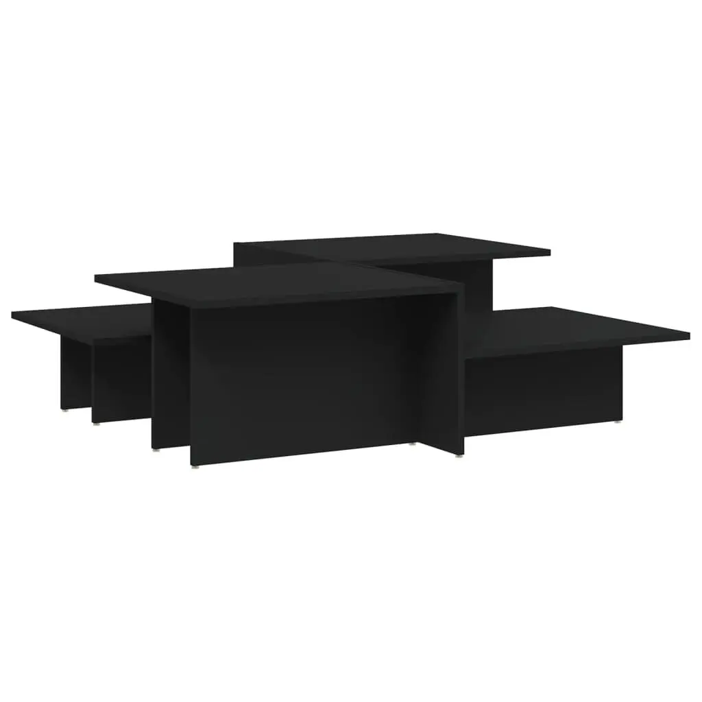 Coffee Tables 2 Pack Black Engineered Wood Modern Living Room Set