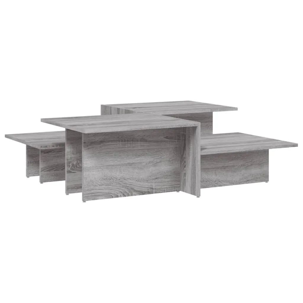 Coffee Tables 2 Pack Gray Sonoma Engineered Wood Stylish Living Room Set