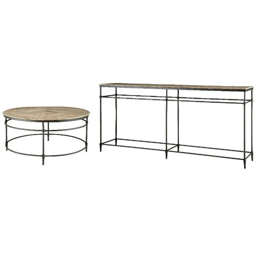 Home Square 2-Piece Set Round Coffee Table and Sofa Console Table