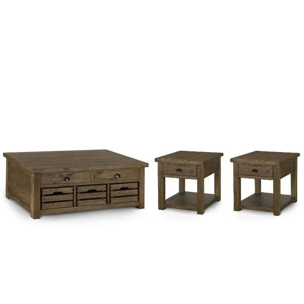 3 Piece Coffee Table and End Table Set Rustic Warm Nutmeg Home Square