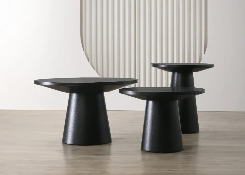 Jasper Ebony Black 3 Piece Coffee Table End Table and Console Table Set Black Wood Living Room Set lilola home
