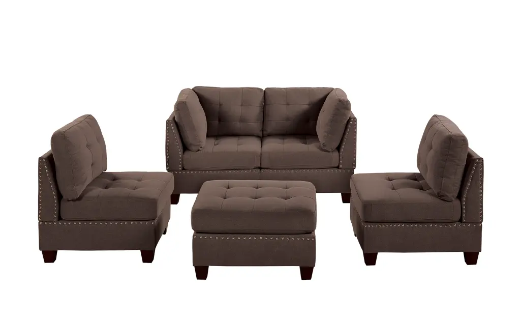Modula 5 Piece Coffee Table Set Black Modern Living Room Furniture poundex
