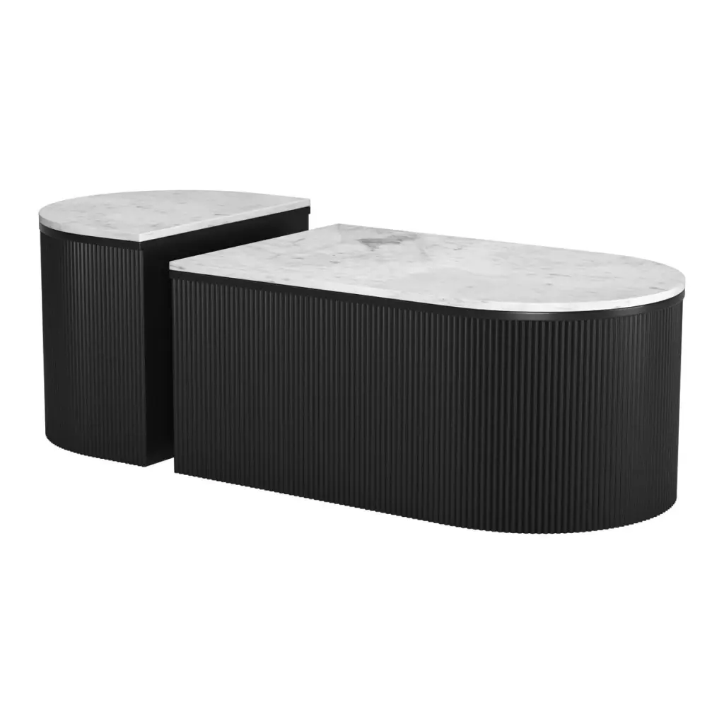 Ormara Coffee Table Set 2-Piece White and Black Modern Zuo Modern Contemporary Inc.