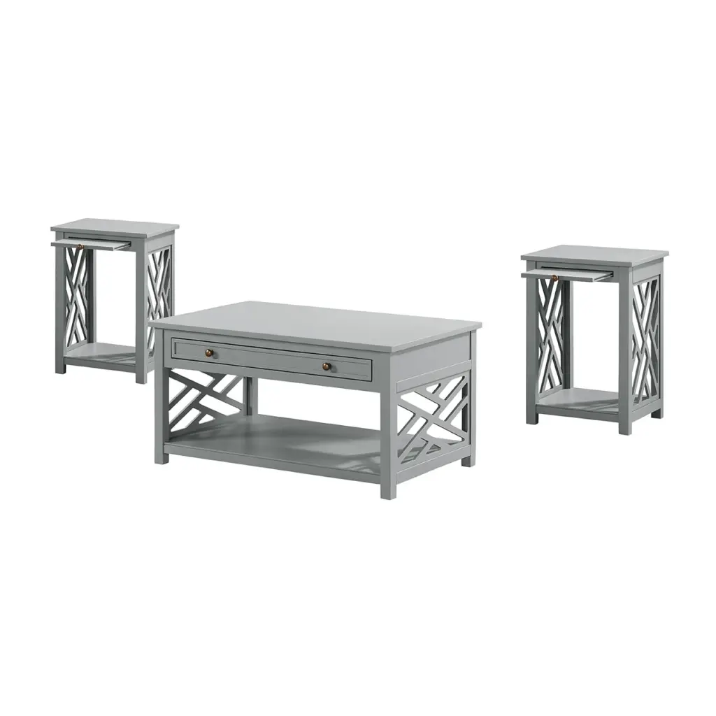 Alaterre Coventry 36 Coffee Table Drawer and Two End Tables Tray Set 3