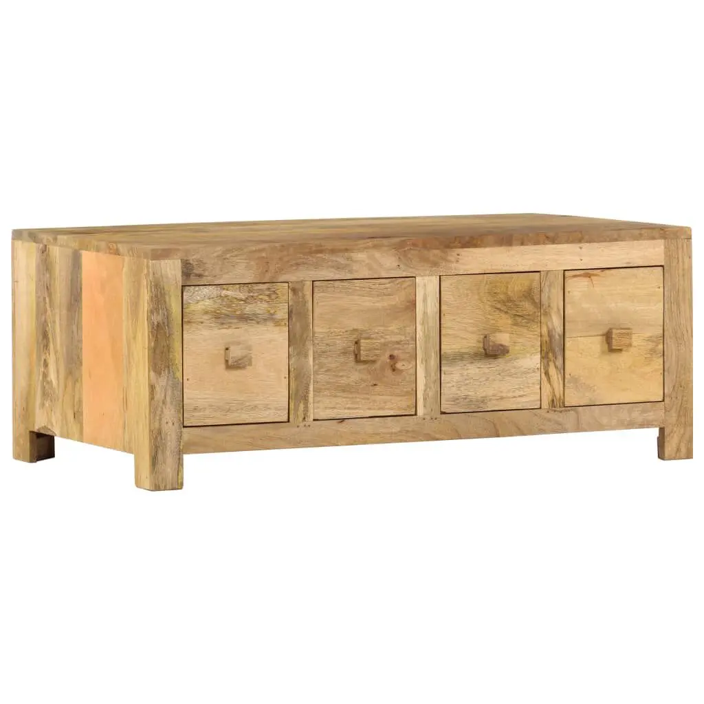 35.4x19.7x13.8 Inch Solid Mango Wood Coffee Table 4 Drawers