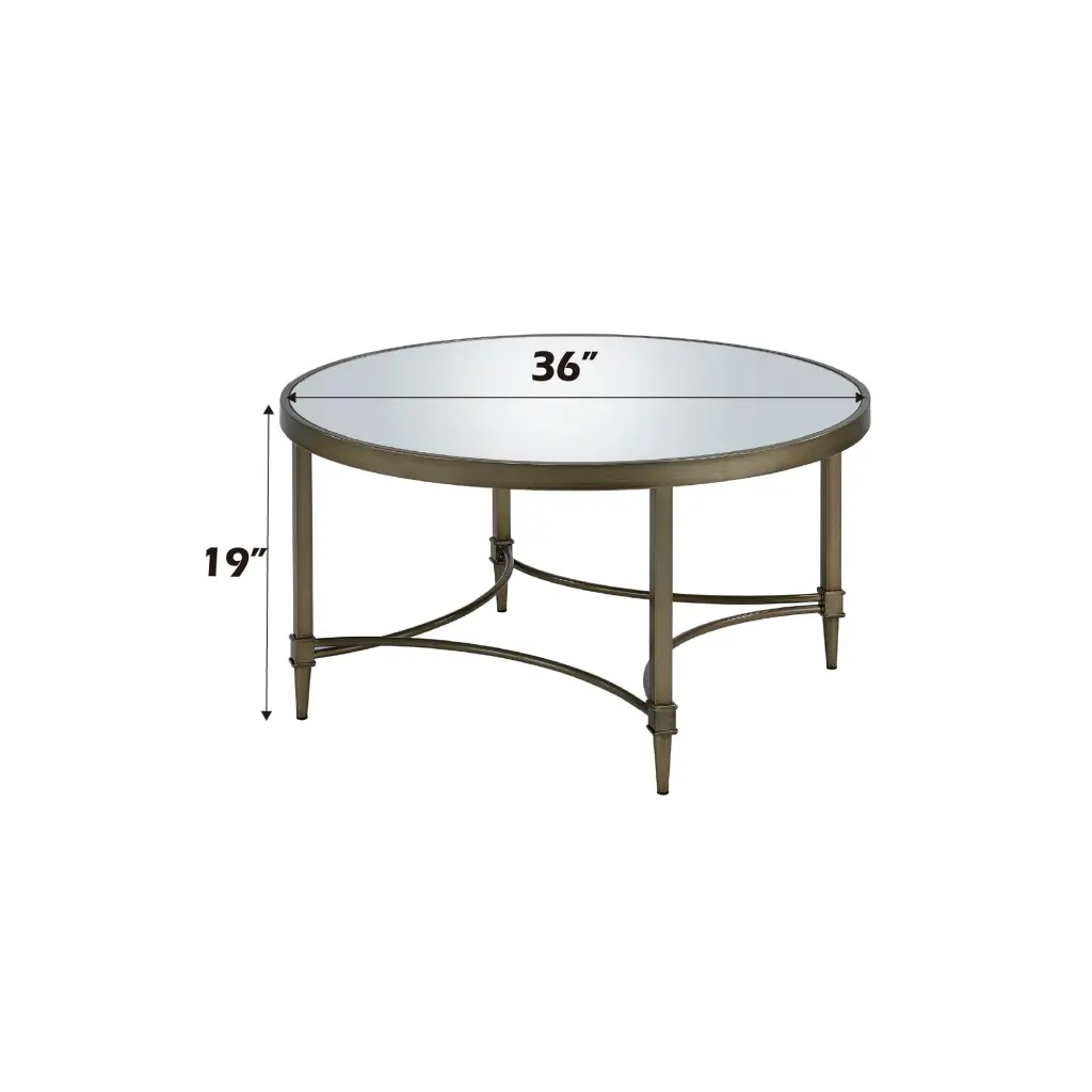 Aditya Coffee Table, Mirrored & Antique Copper Alloy Finish LV02735 Antique acme onsite store