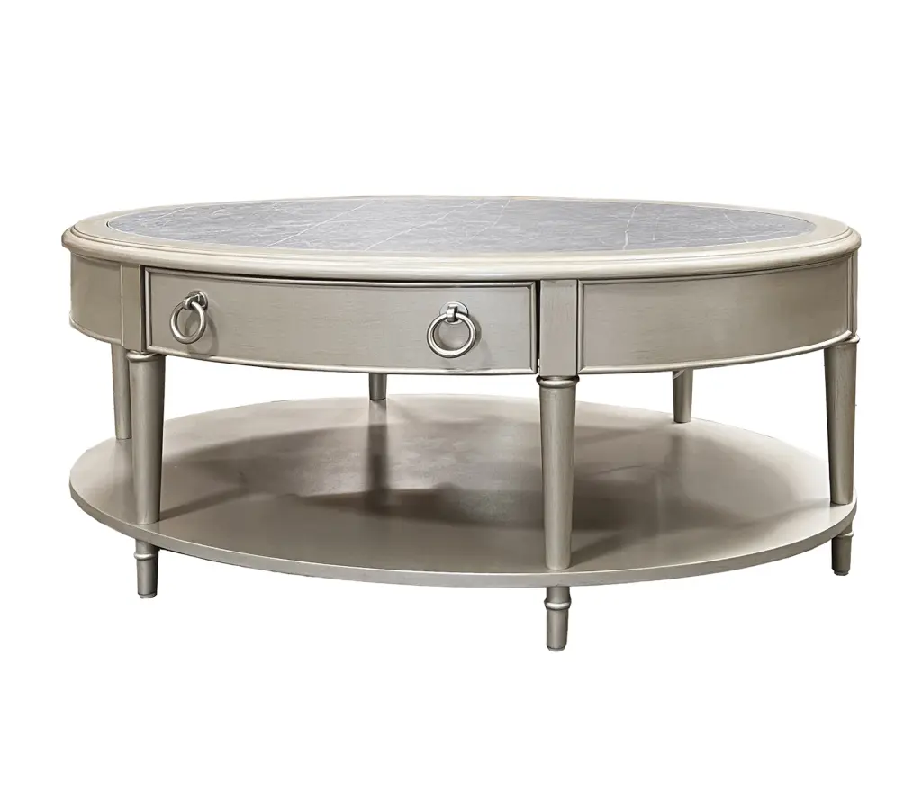 Kasa Coffee Table Sintered Stone Top and Champagne Finish acme onsite store