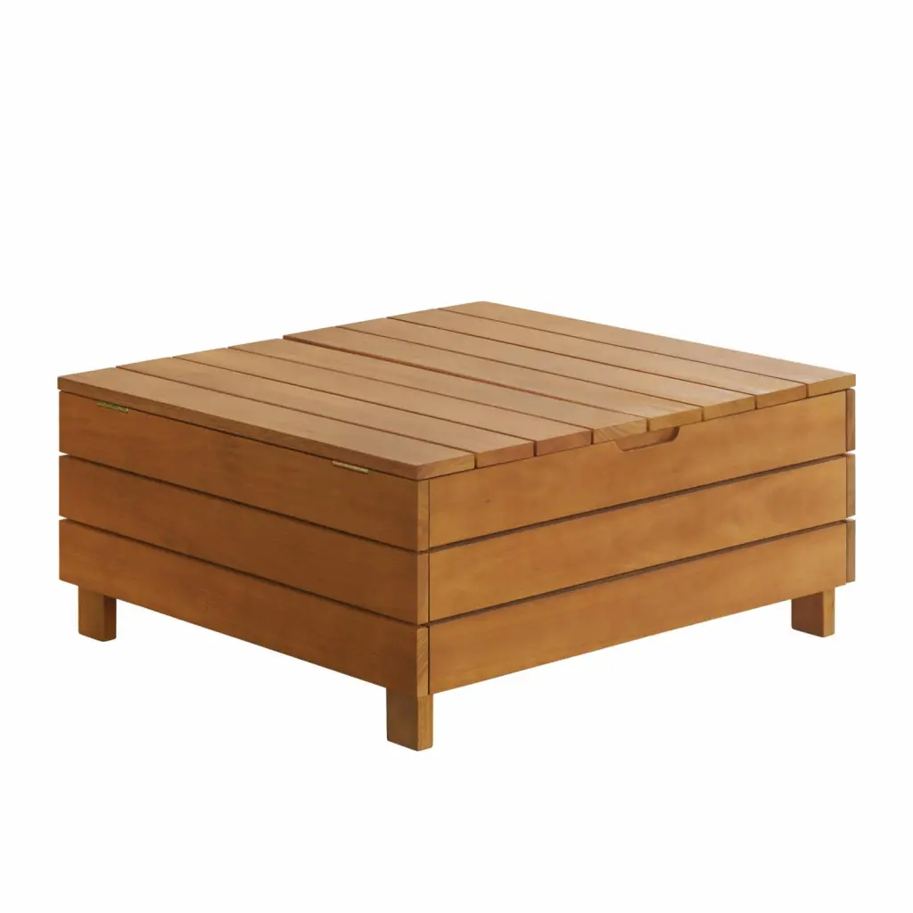 Barton Outdoor Natural Eucalyptus Wood Coffee Table Lift Top Storage Alaterre