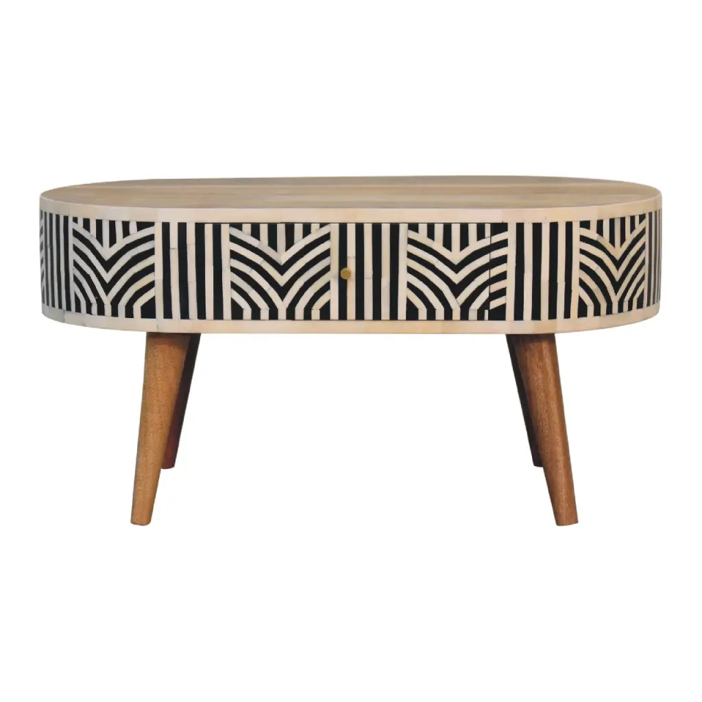 Edessa Bone Inlay Coffee Table Oak Solid Wood artisan furniture
