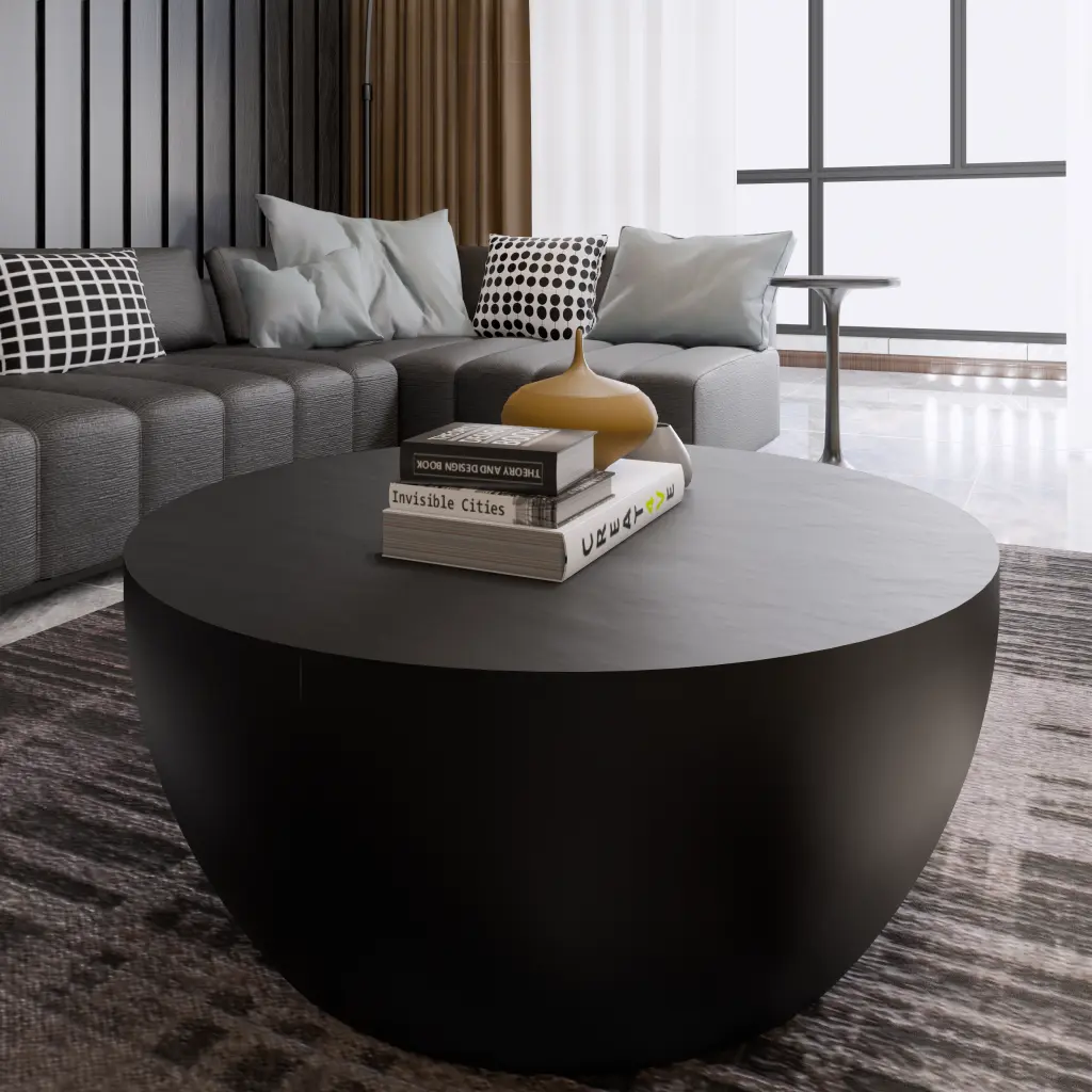 Contemporary Solid Timber Round Coffee Table Round Drum Design Living Room atlantic solid wood furniture