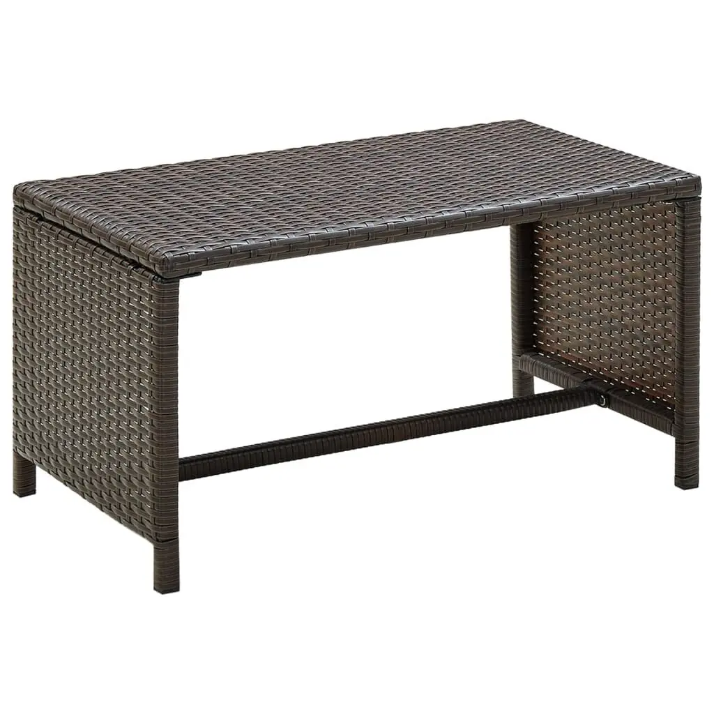 Brown Coffee Table 27.6x15.7x15 Poly Rattan Outdoor Indoor Use
