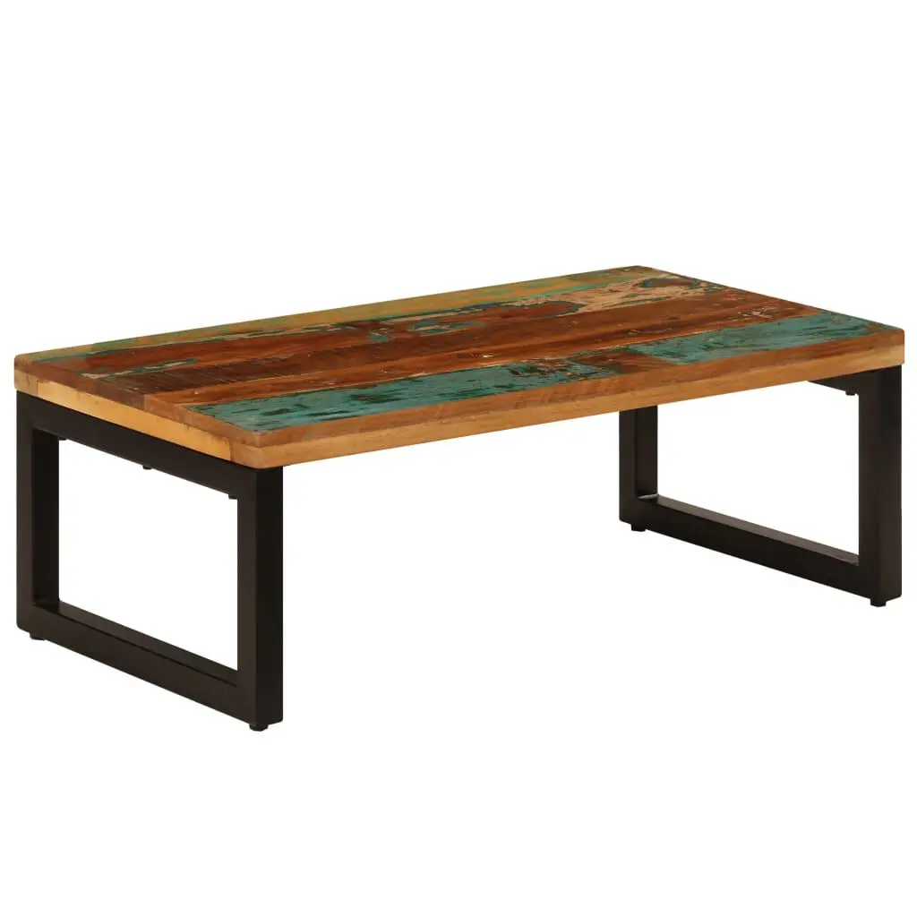 Coffee Table 39.4x19.7x13.8 Inches Solid Reclaimed Wood and Steel Industrial Design