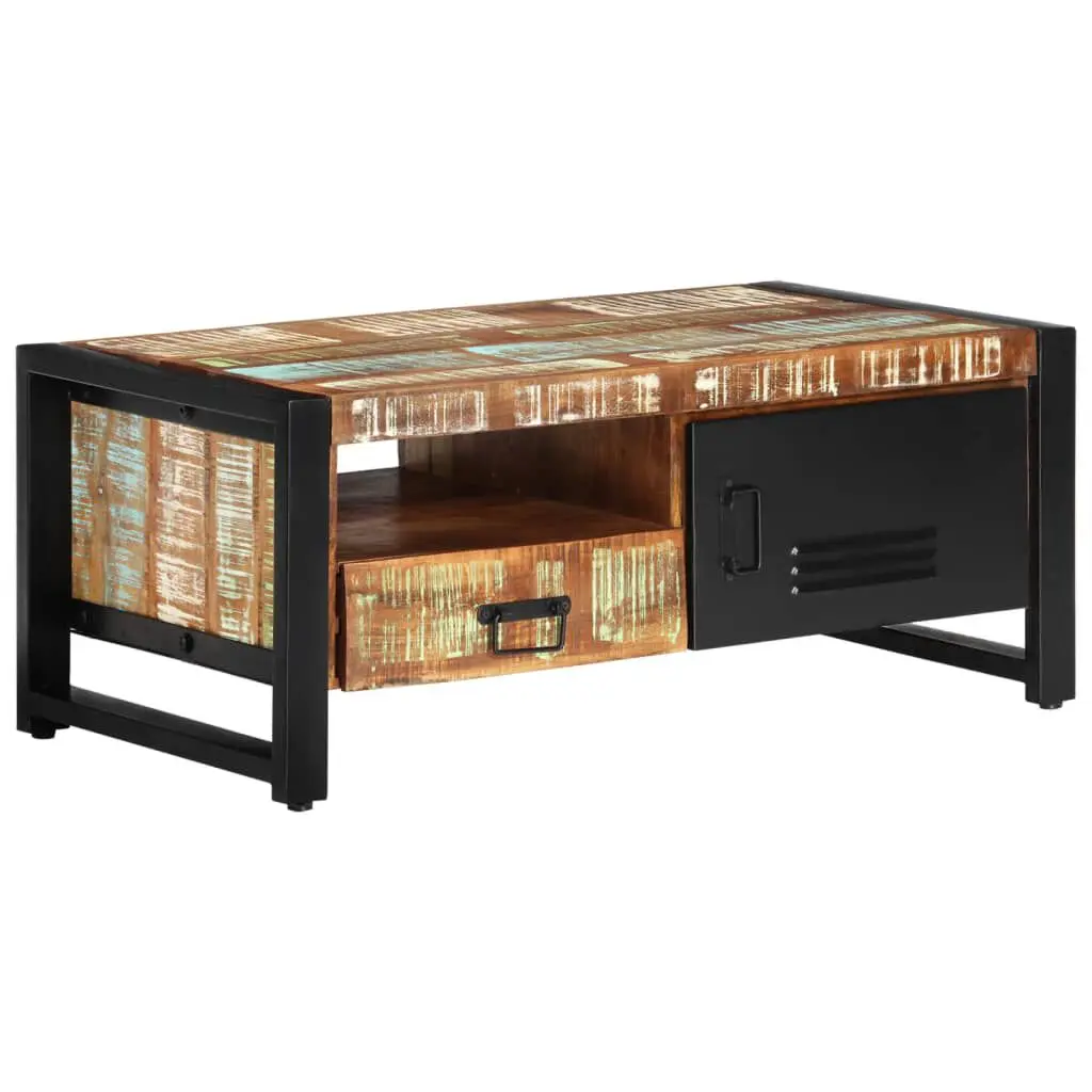 Coffee Table 39.4x19.7x16.1 Inches Solid Wood Reclaimed Rustic Design