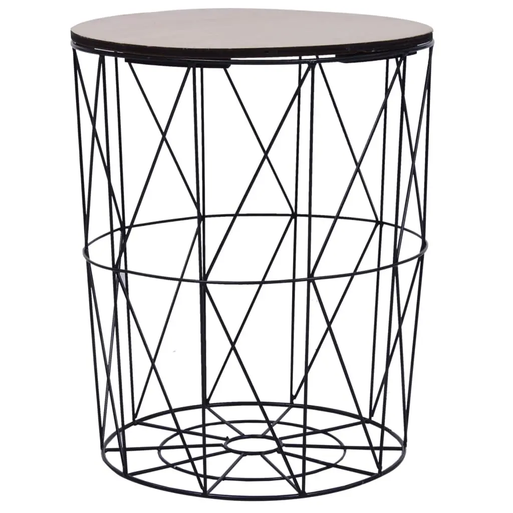 Coffee Table Black 18.5 Inches Round Modern Living Room Furniture