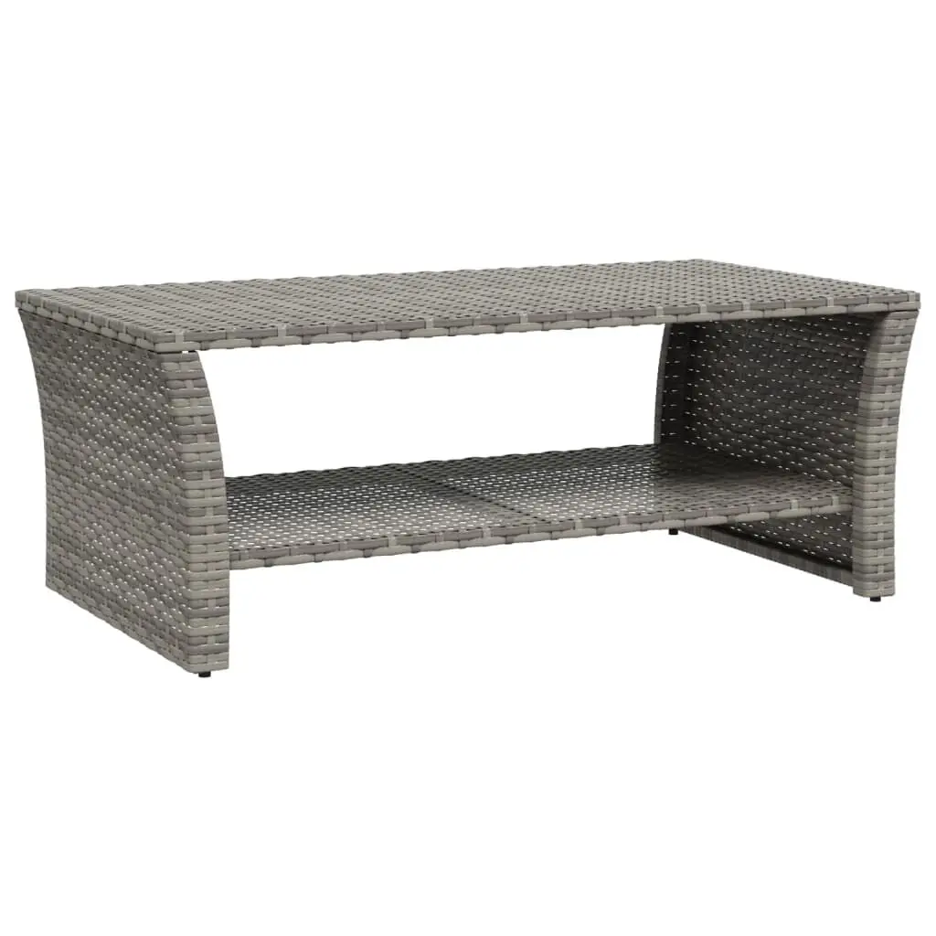 Coffee Table Gray 39.4x19.7x15.7 Inches Poly Rattan Modern Living Room