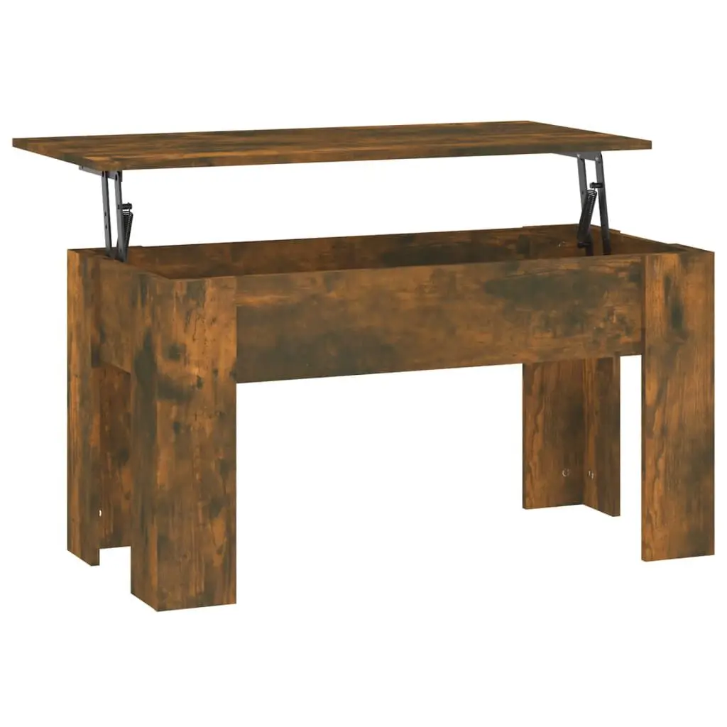 Coffee Table Smoked Oak 39.8x19.3x20.5 Inches Engineered Wood Living Room Table
