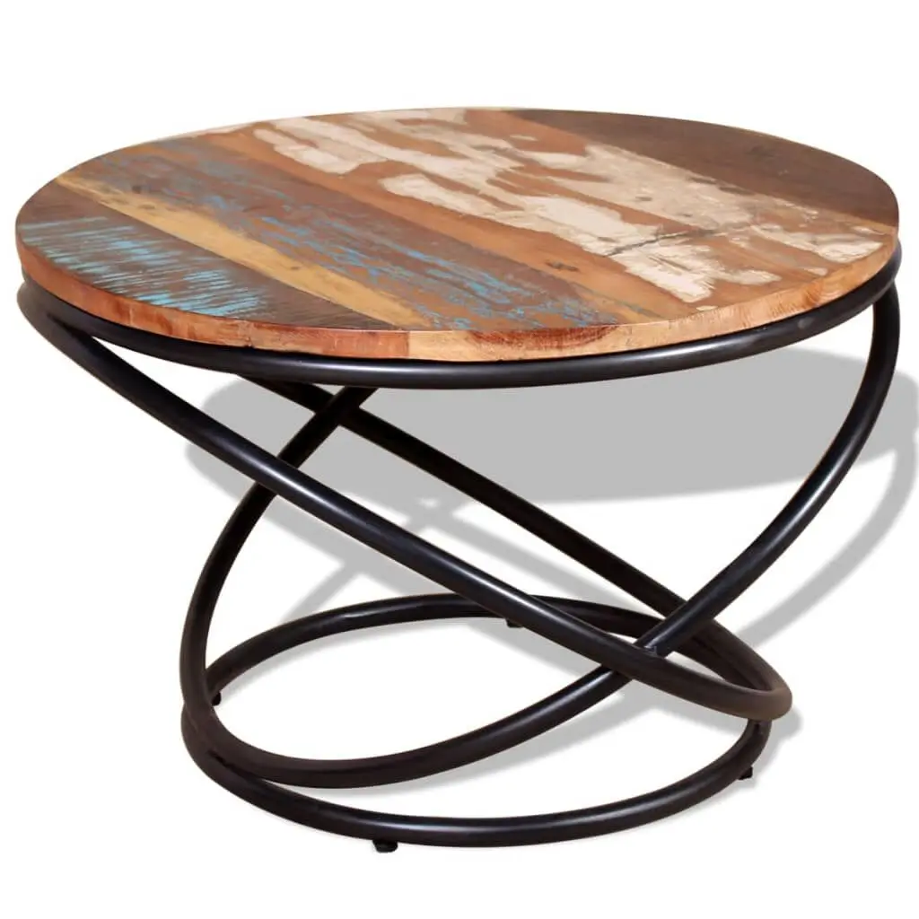 Coffee Table Solid Reclaimed Wood 23.6x23.6x15.7 Inches Rustic Living Room Table
