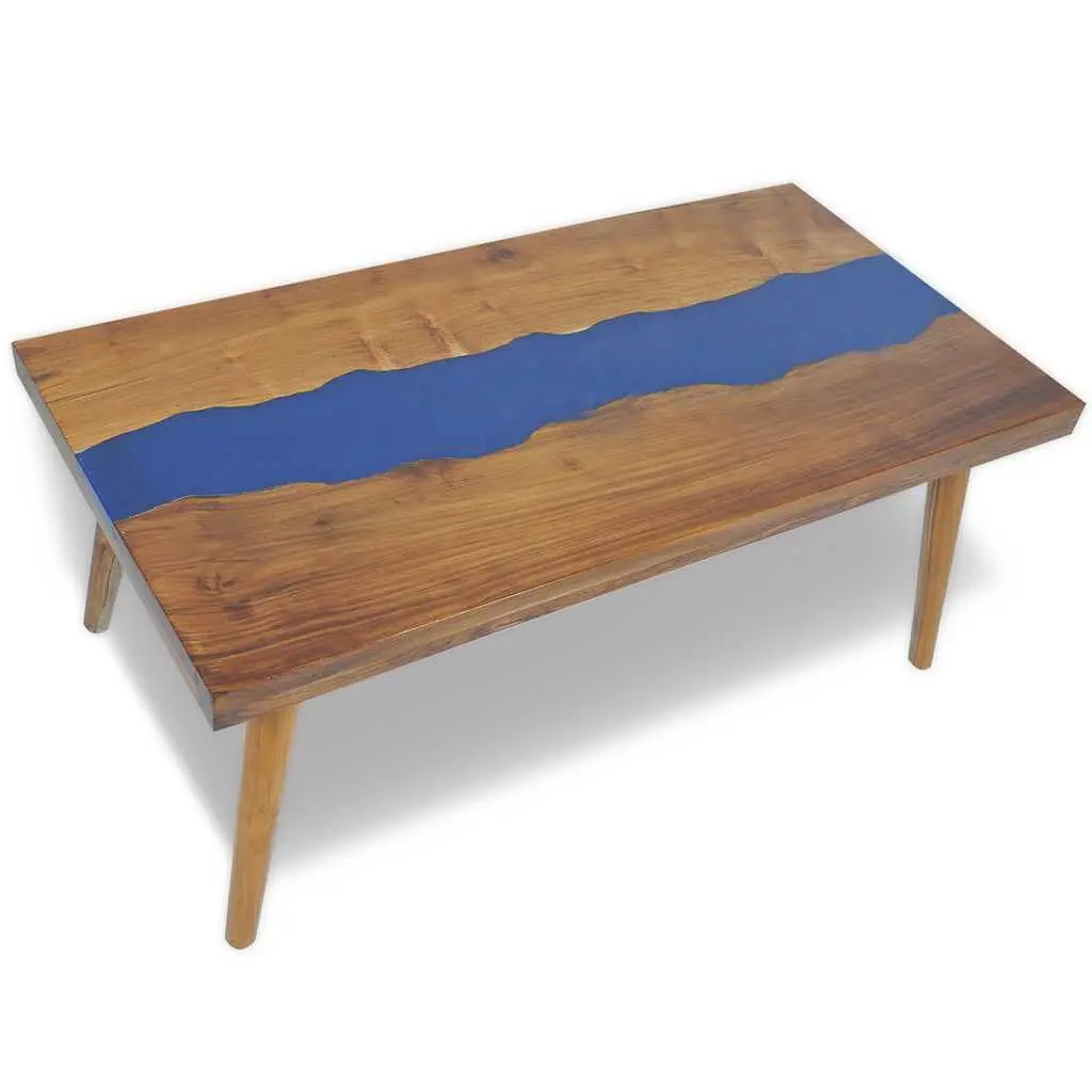 Coffee Table Teak Resin 39.4x19.7x15.7 Inches Durable and Stylish