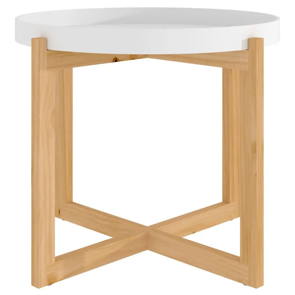 Coffee Table White 20.9x20.9x17.1 Inches Engineered Wood & Solid Wood Pine