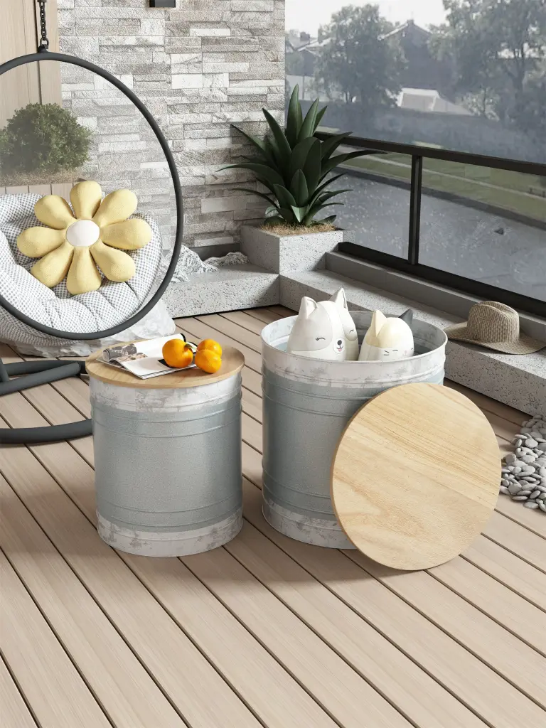 Farmhouse Rustic Distressed Metal Accent Cocktail Table Wood Top d-n furniture