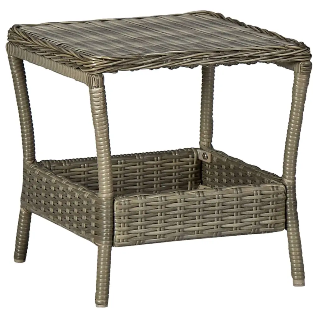 Dcenta Patio Table Brown Poly Rattan Coffee Side Table Steel Frame