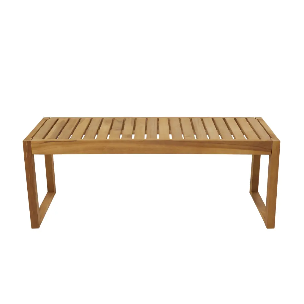 DecMode 47 x 17 Brown Teak Wood Slatted Outdoor Coffee Table 1-Piece