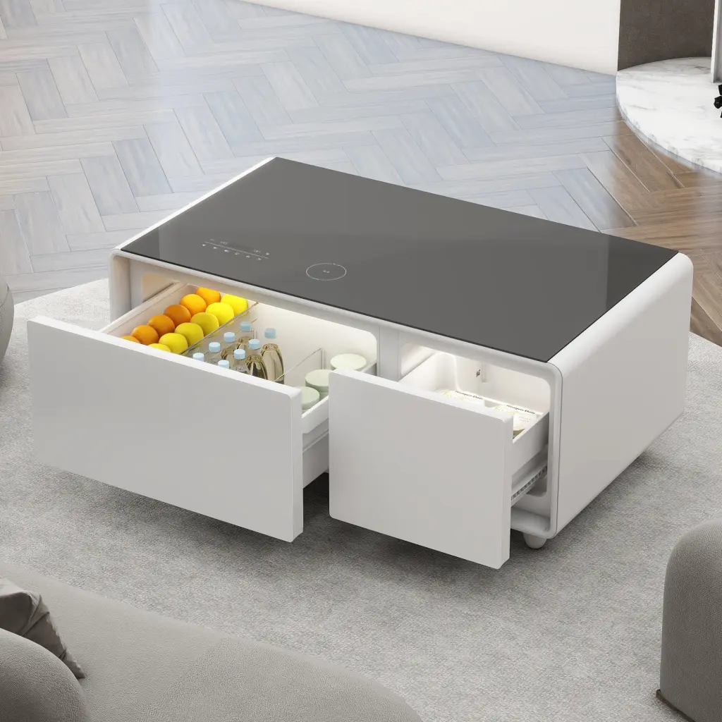 Modern Intelligent Coffee Table Built Fridge and Bluetooth Speaker dgvita