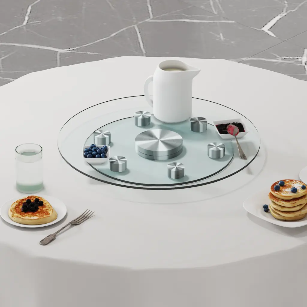 Double Layer Rotatable Round Crystal Coffee Table droom w-1151