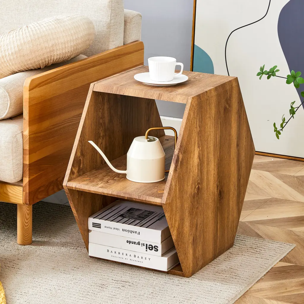 Hexagonal MDF Coffee Table Characteristic Pattern Stickers Multi Hole droom w-1151