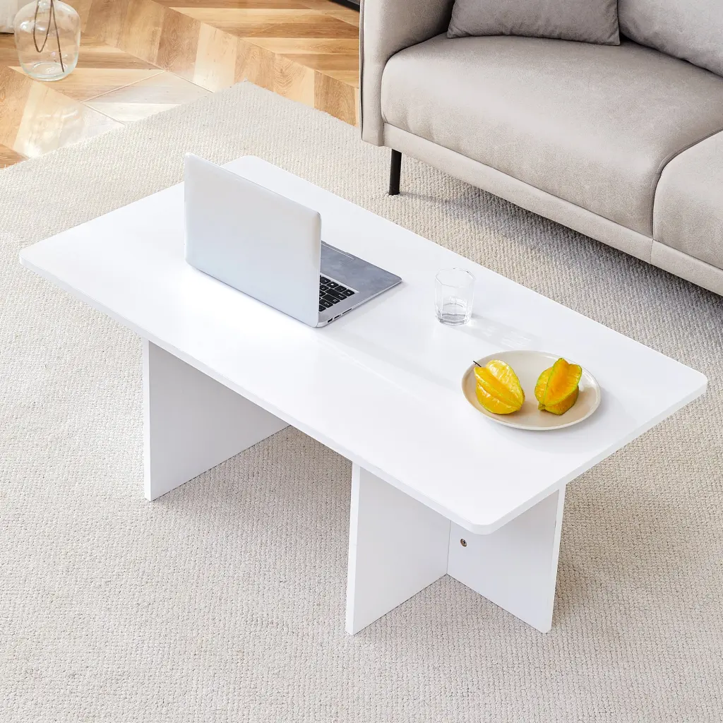 Modern Functional White Coffee Table Durable Construction Living Room droom w-1151