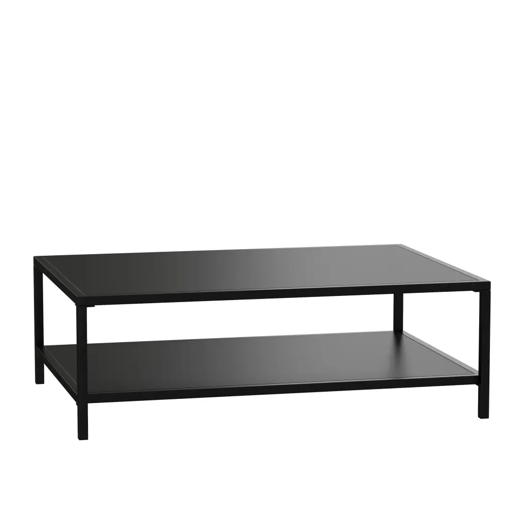 Flash Furniture Brock Outdoor 2 Tier Patio Coffee Table Commercial Grade Black Steel Square Leg Frame