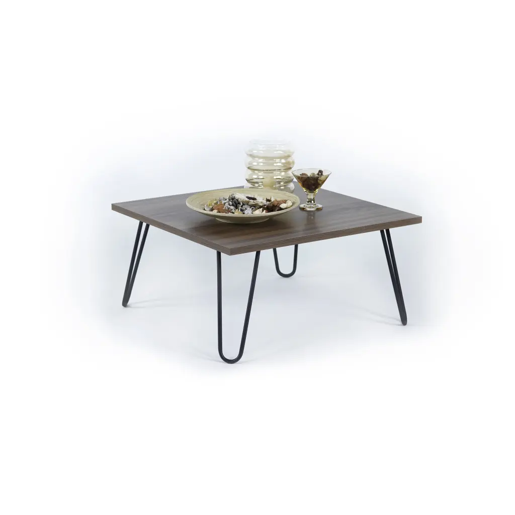Lona 4 Metal Legs Coffee Table Living Room Walnut Black Wood Modern Center Table furnia