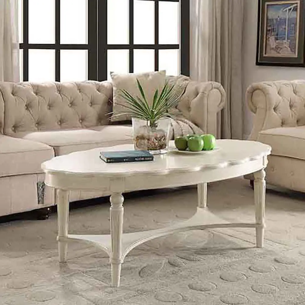 Antique White Coffee Table Bottom Shelf Primary Living Room furniture max