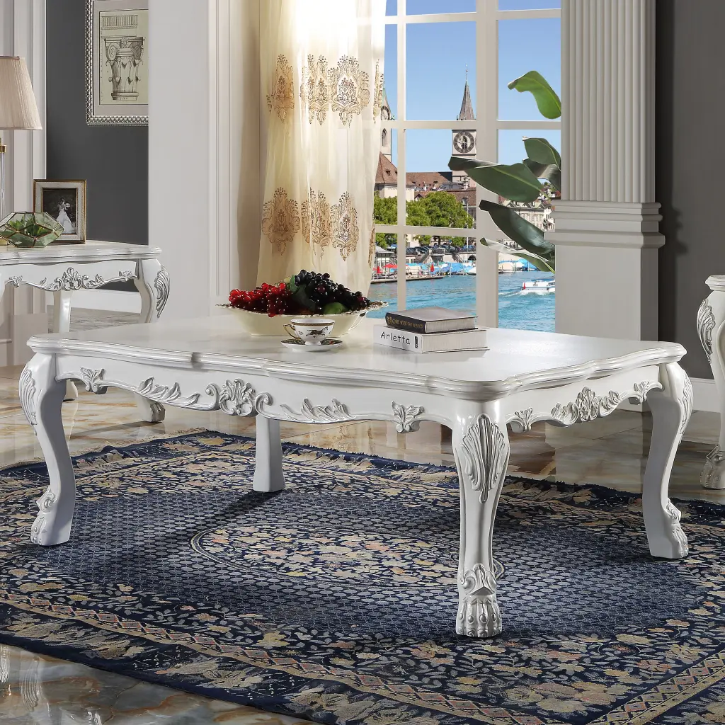 Bone White Coffee Table Claw Leg Traditional Living Space furniture max