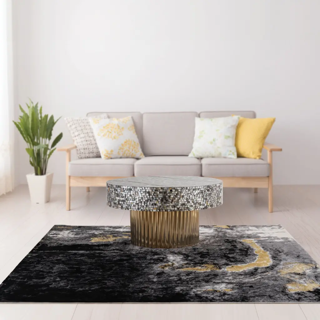 T 1207 32 Coffee Table Finished Mother Pearl Top Antique Brass galaxy home furnishings