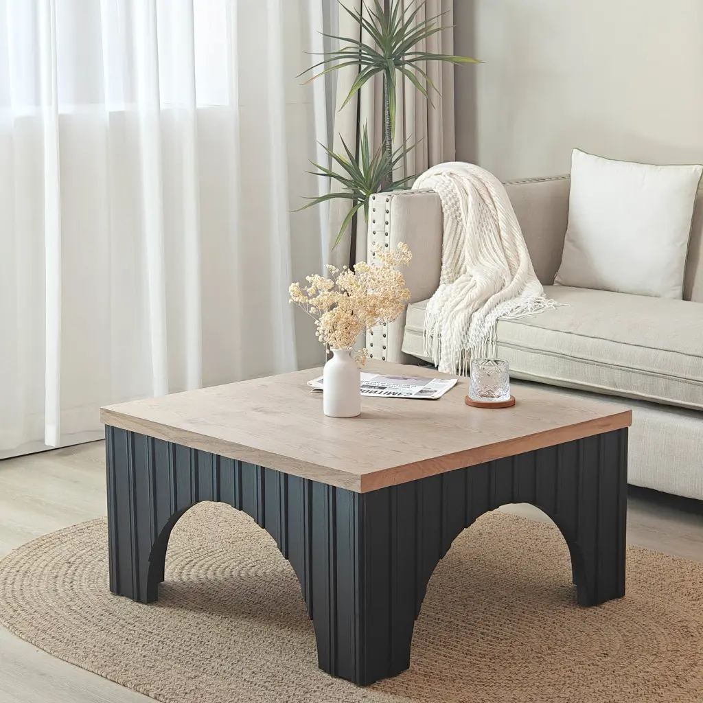 Modern Rustic Timber Coffee Table Black Base Solid Timber Top grandboard home